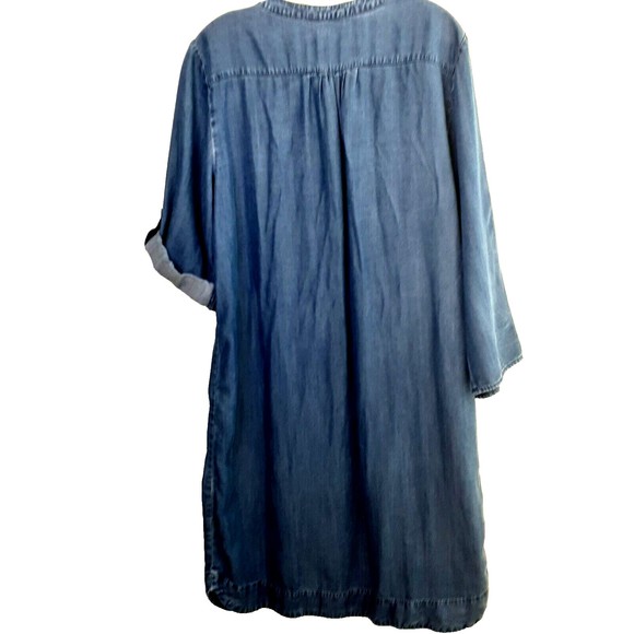 Spense Shirt Dress Womens Lyocell Sz M Blue Chambray Button Up Roll Tab Sleeves - Picture 4 of 10